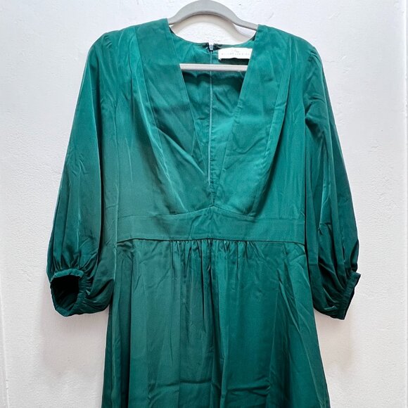 Amanda Uprichard green dress puffed sleeves cocktail date - Picture 1 of 12